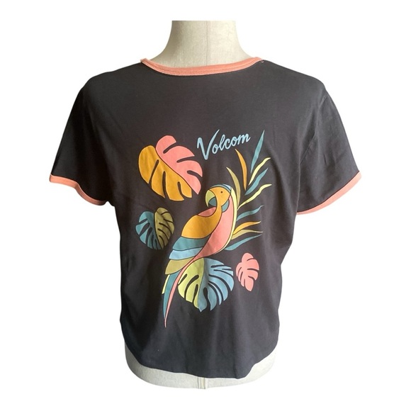 NWT-VOLCOM-WOMENS BLACK AND PINK TOP-SIZE LARGE - Picture 2 of 5